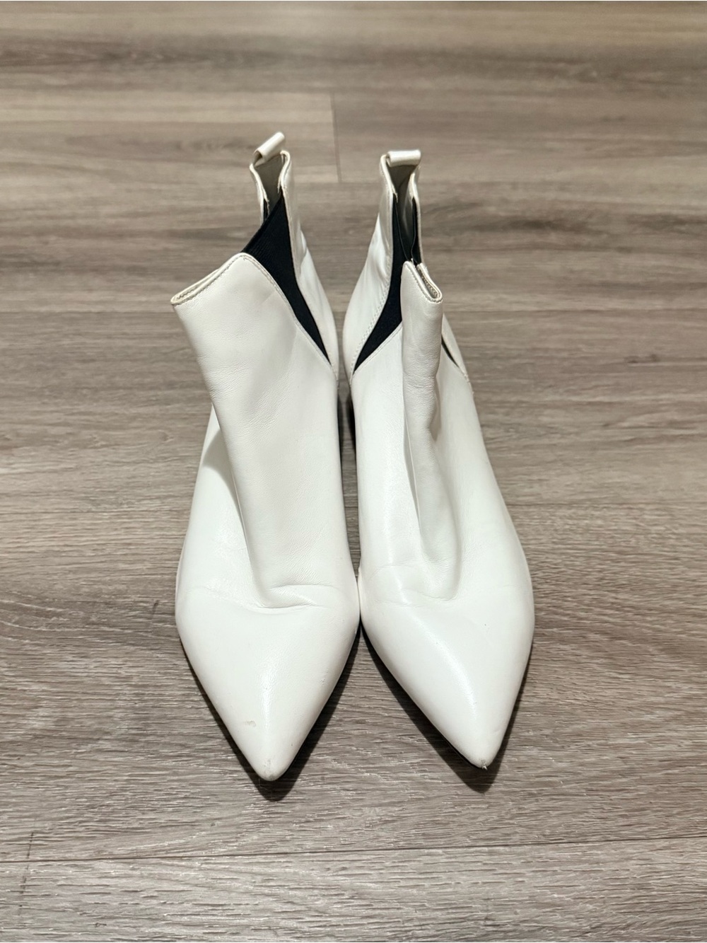 Nine West White Pointed Toe Chelsea Ankle Boots
